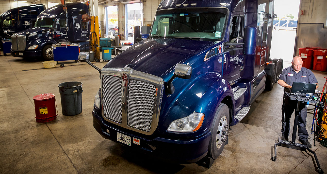 Kenworth T680 in service bay